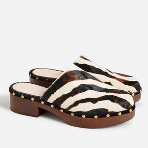 J Crew Dakota Calf Hair Wooden Clogs sz 8 NEW $175